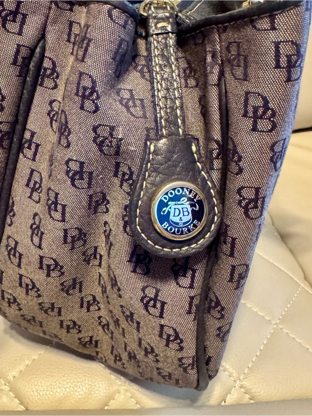 Dooney & Bourke Navy Blue Monogram Satchel - Picture 3 of 9